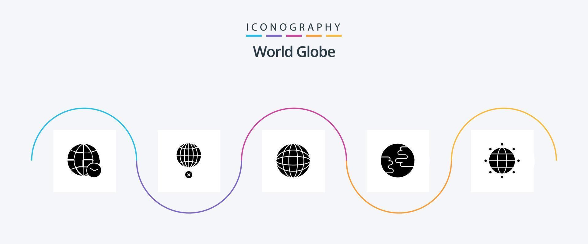 Globe Glyph 5 Icon Pack Including world. global. croos. worldwide. earth vector