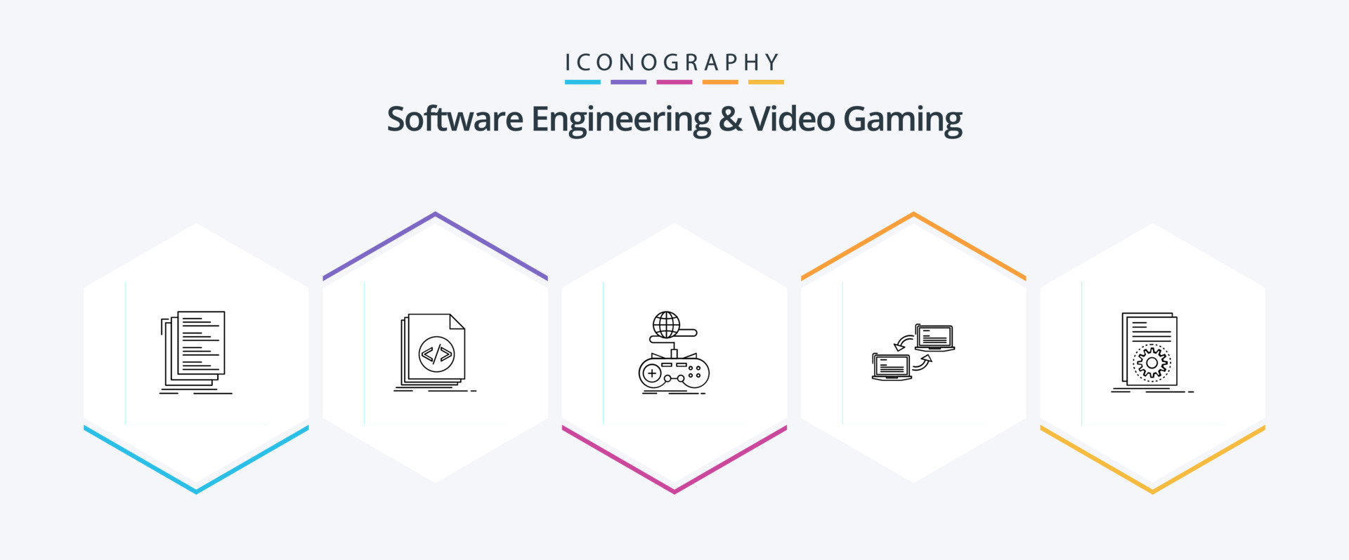 paquete de iconos de 25 líneas de ingeniería de software y videojuegos ...