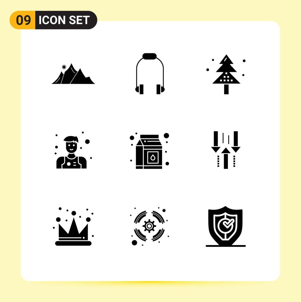Set of 9 Modern UI Icons Symbols Signs for milk man music assistant holiday Editable Vector Design Elements