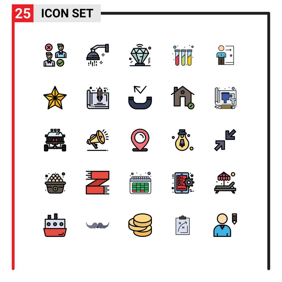 Modern Set of 25 Filled line Flat Colors Pictograph of dismissal test relaxation lab membership Editable Vector Design Elements