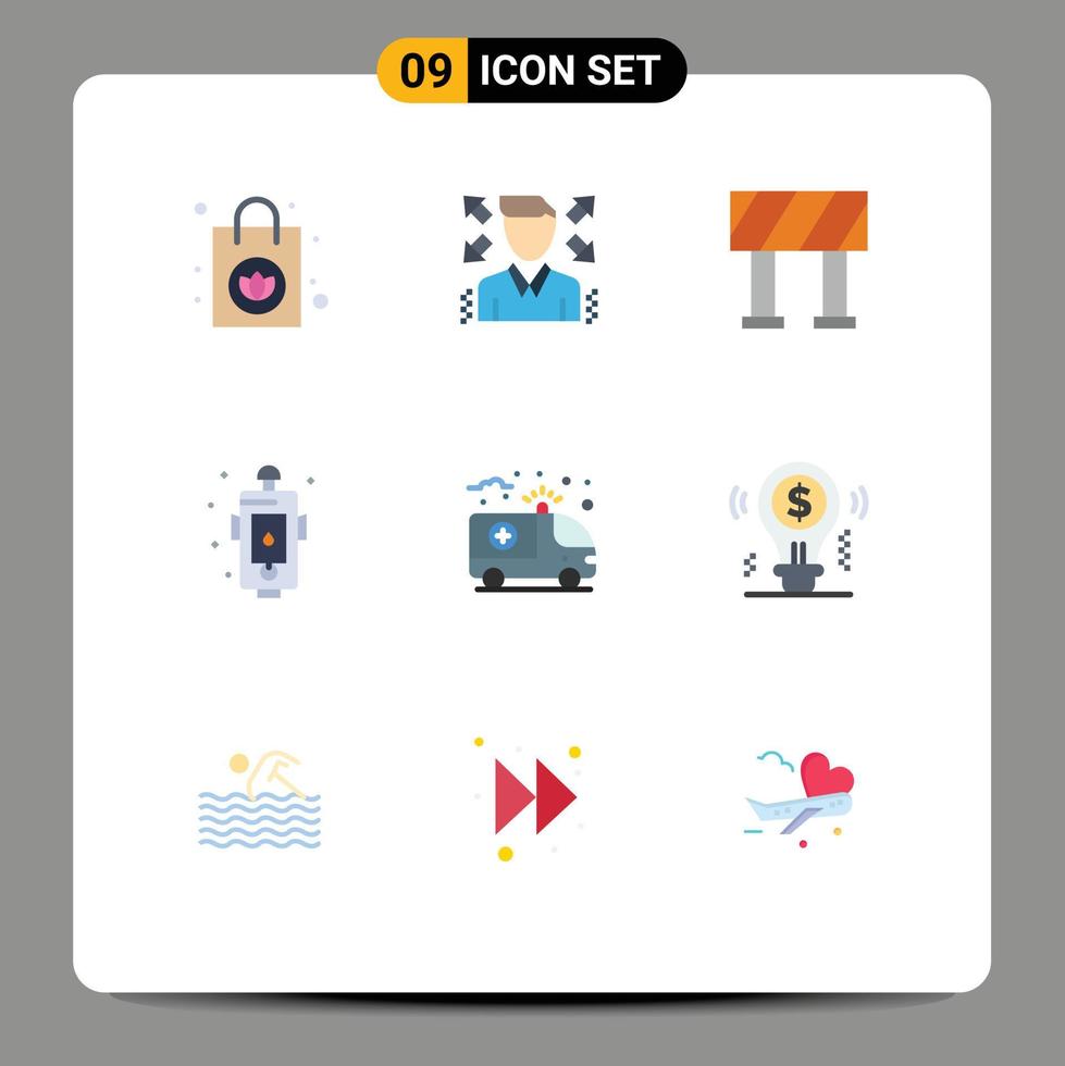 Modern Set of 9 Flat Colors and symbols such as idea health city care fire Editable Vector Design Elements