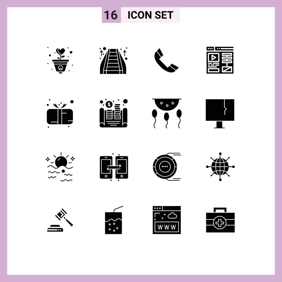 Universal Icon Symbols Group of 16 Modern Solid Glyphs of baby web mall video telephone Editable Vector Design Elements