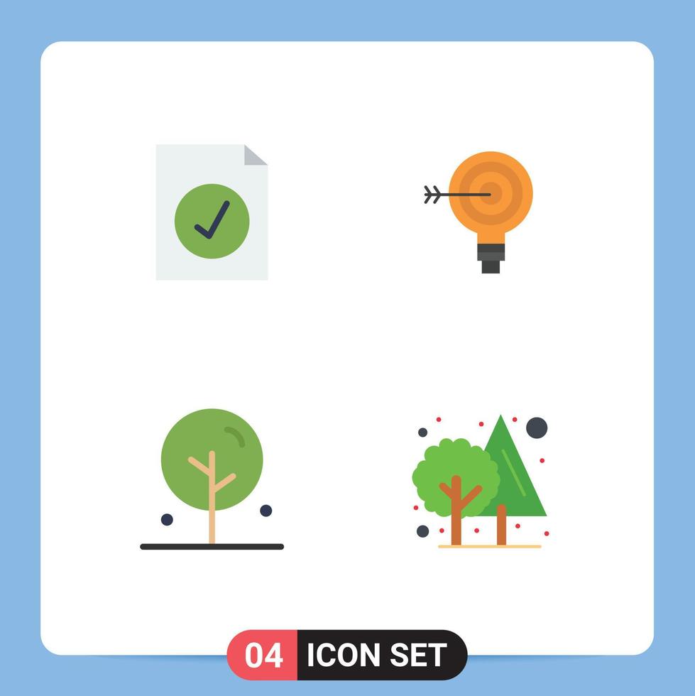 Set of 4 Modern UI Icons Symbols Signs for complete blooming target solution lotus Editable Vector Design Elements