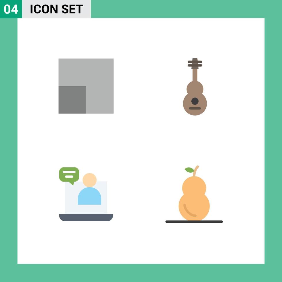 4 User Interface Flat Icon Pack of modern Signs and Symbols of scale conversation instrument violin food Editable Vector Design Elements