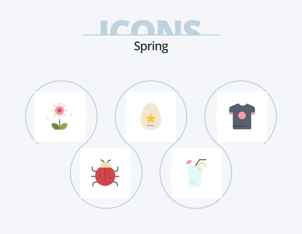 Spring Flat Icon Pack 5 Icon Design. spring. easter. spring. egg. nature vector