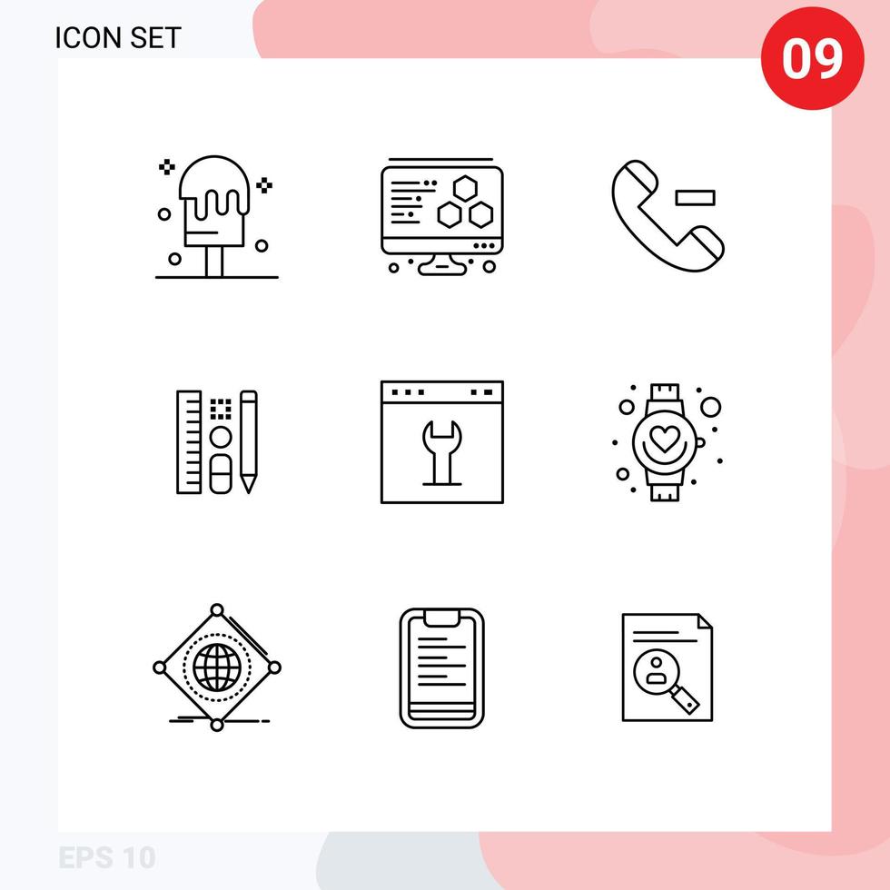 9 Thematic Vector Outlines and Editable Symbols of beat page pen interface browser Editable Vector Design Elements