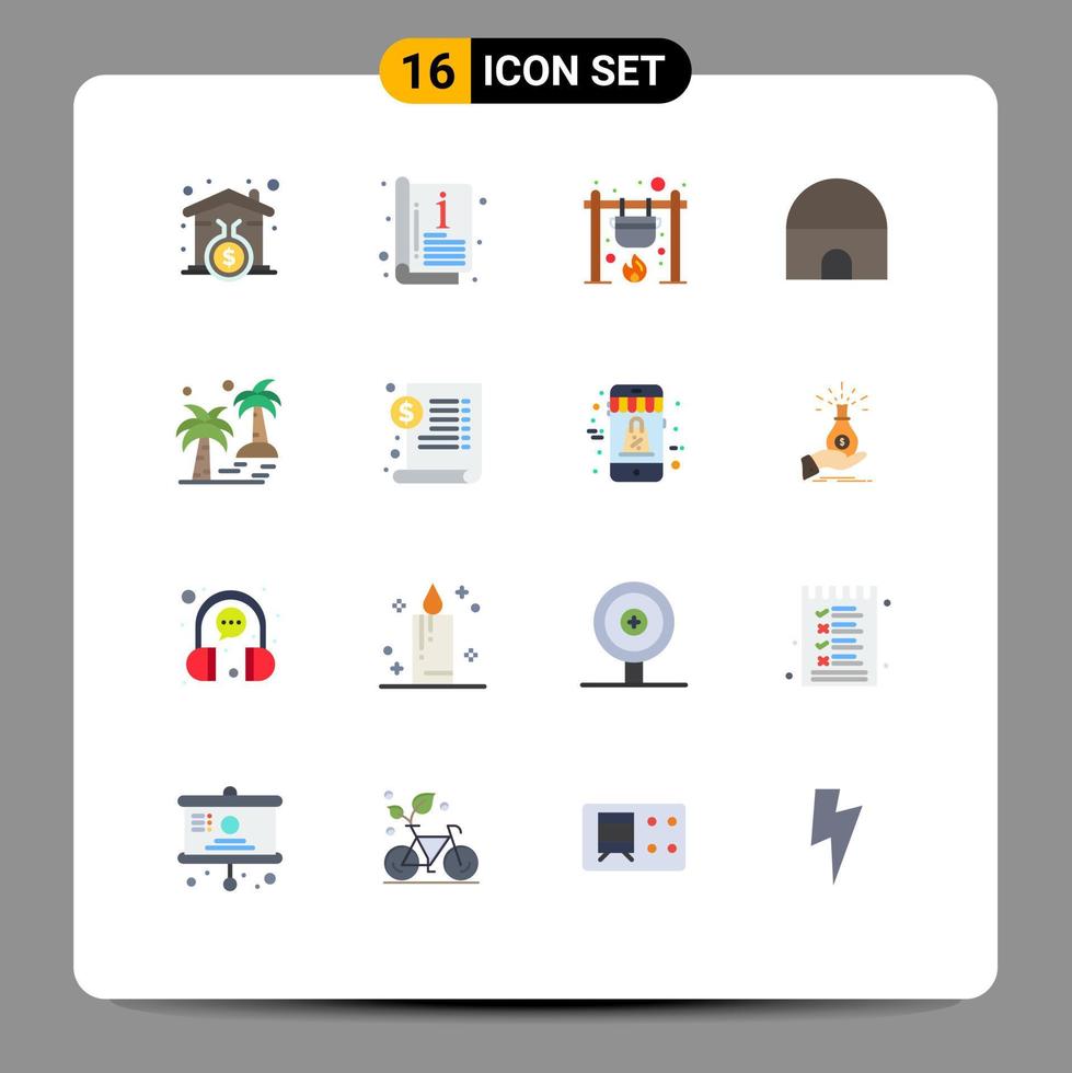 Universal Icon Symbols Group of 16 Modern Flat Colors of date islamic building bonfire historical building fire Editable Pack of Creative Vector Design Elements