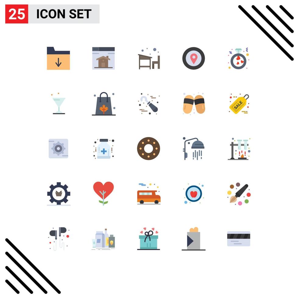 Modern Set of 25 Flat Colors and symbols such as love star desk prize location Editable Vector Design Elements