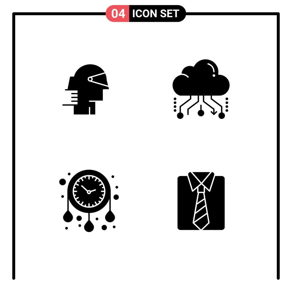 Editable Vector Line Pack of 4 Simple Solid Glyphs of business online path link time Editable Vector Design Elements