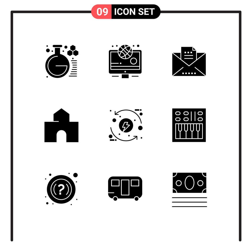 paquete de iconos vectoriales de stock de 9 signos y símbolos de línea para el control del borrador de la escuela edificio emblemático elementos de diseño vectorial editables vector