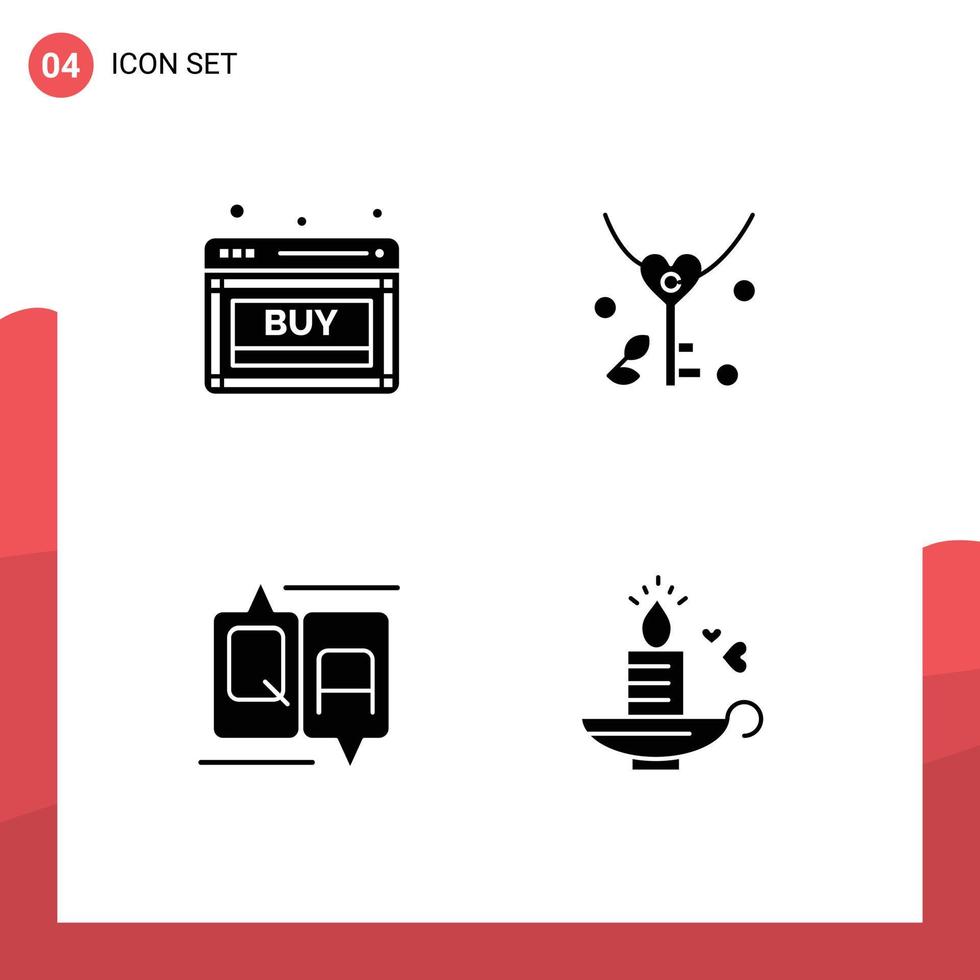 Pictogram Set of 4 Simple Solid Glyphs of buy chat sale love education Editable Vector Design Elements