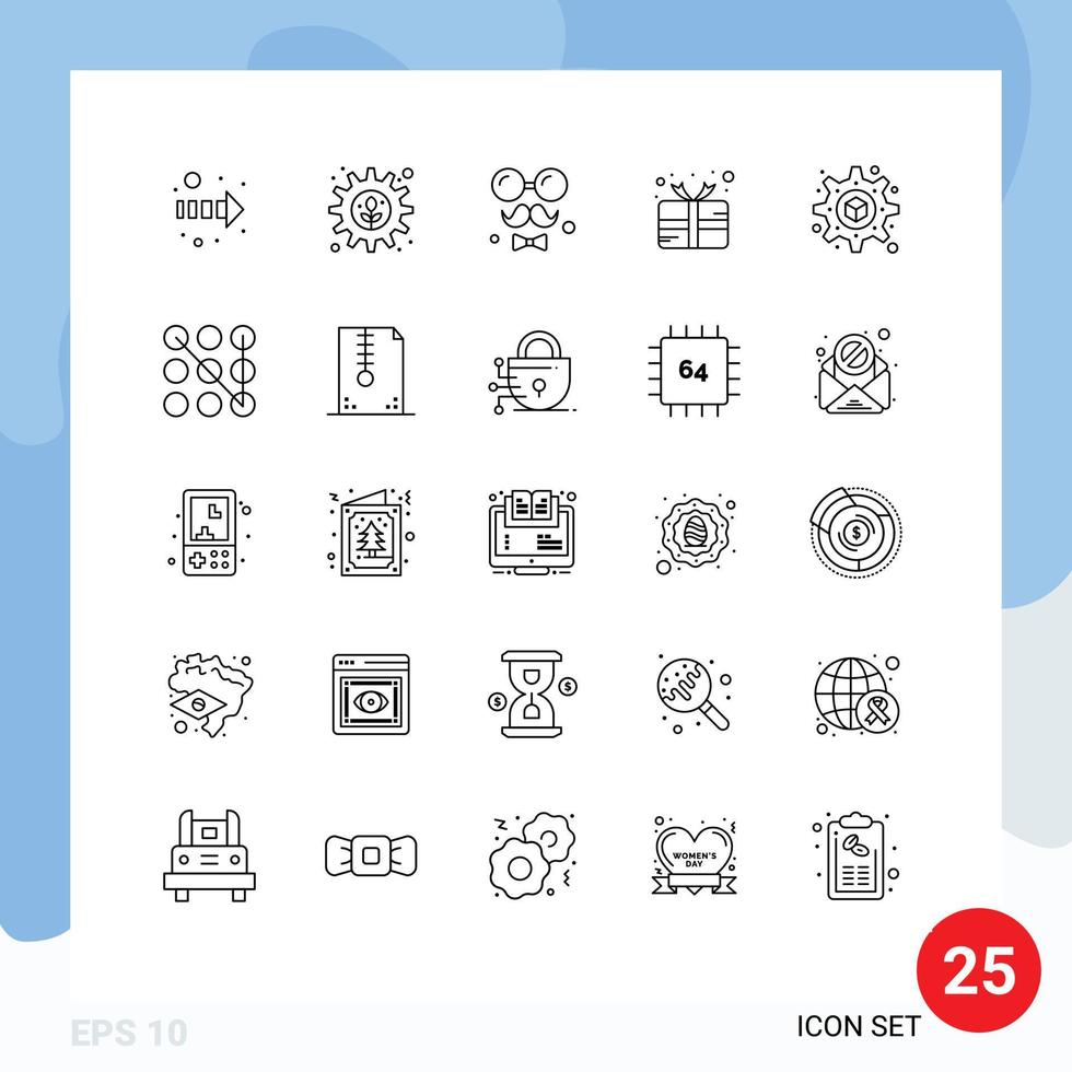 conjunto de 25 iconos de interfaz de usuario modernos símbolos signos para establecer elementos de diseño vectorial editables de carnaval de mardi gras de premio vector