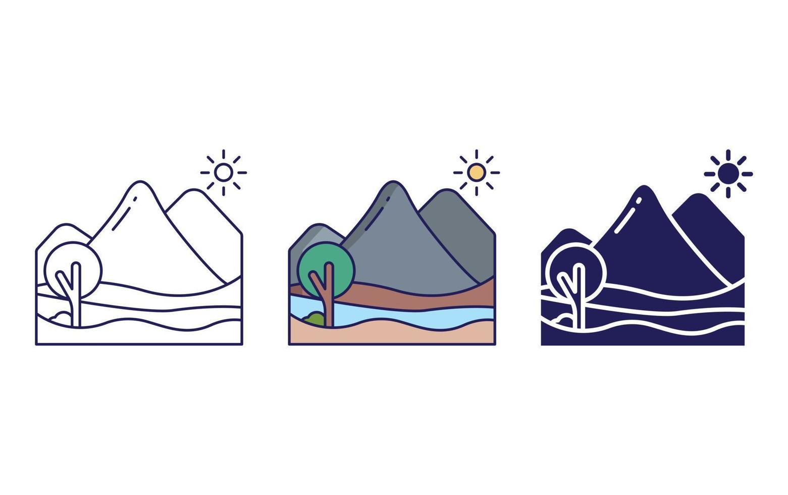 icono de montaña y río vector