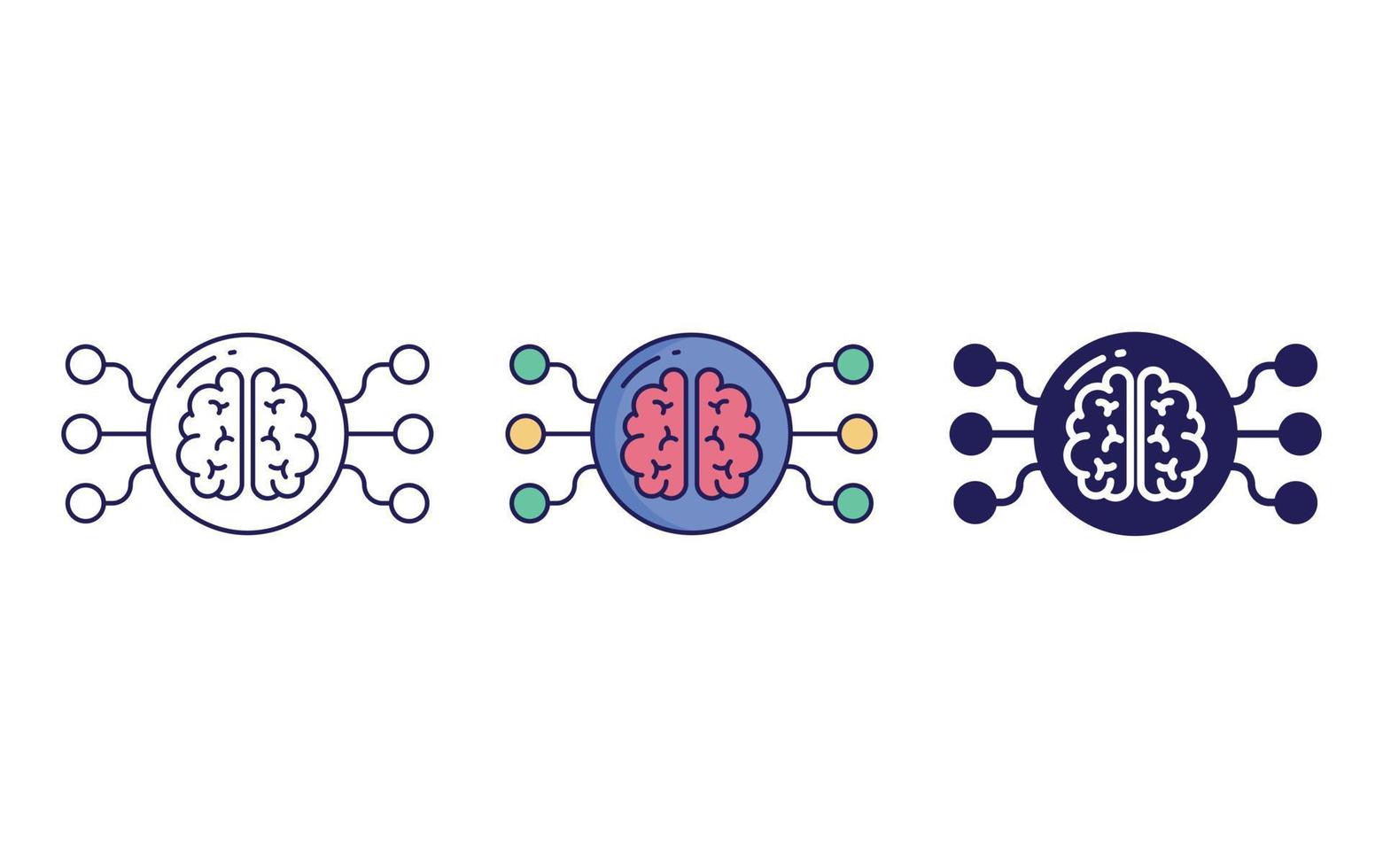 cerebro, icono de tecnología ai vector