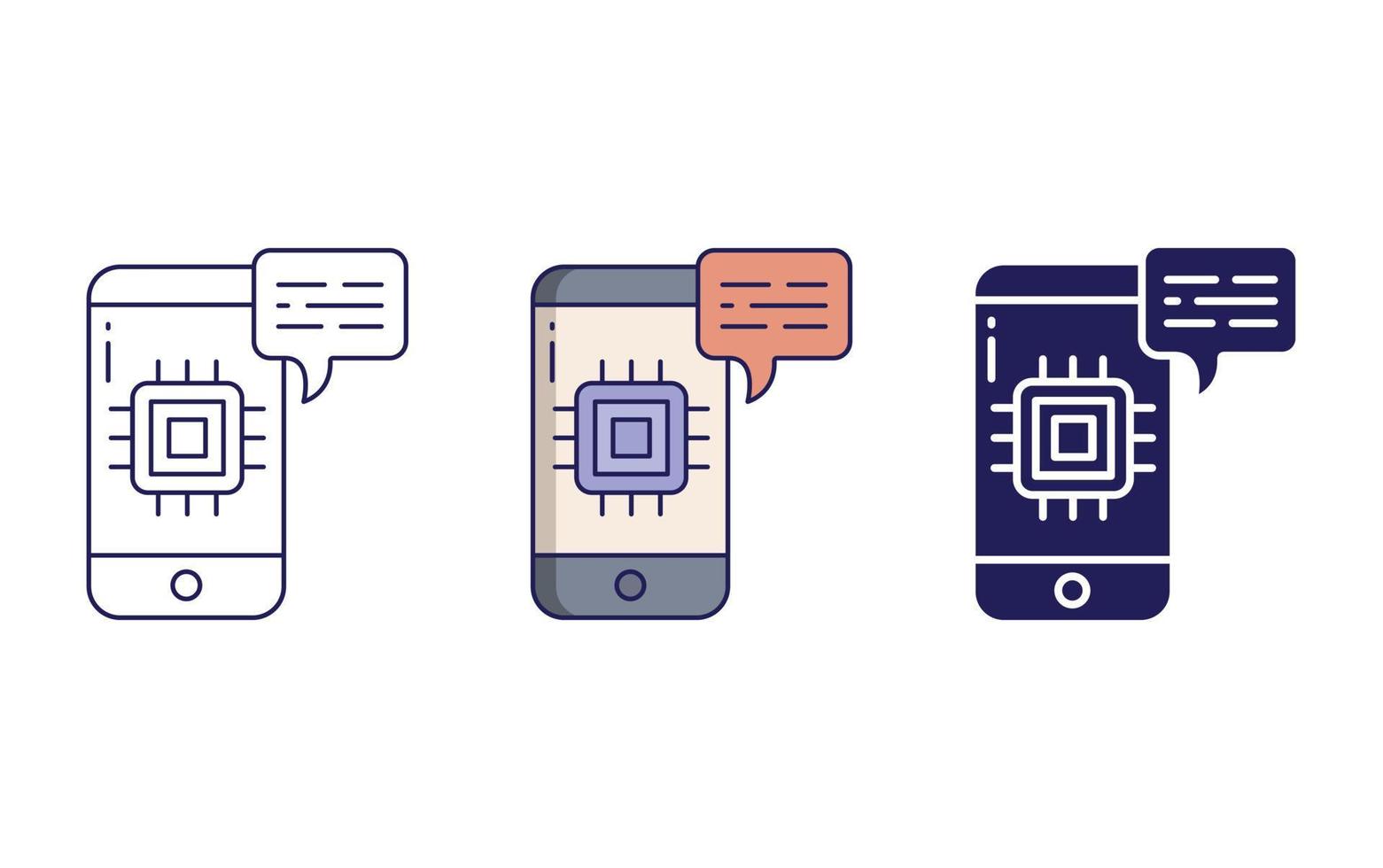 Mobile Chatbot, AI icon vector