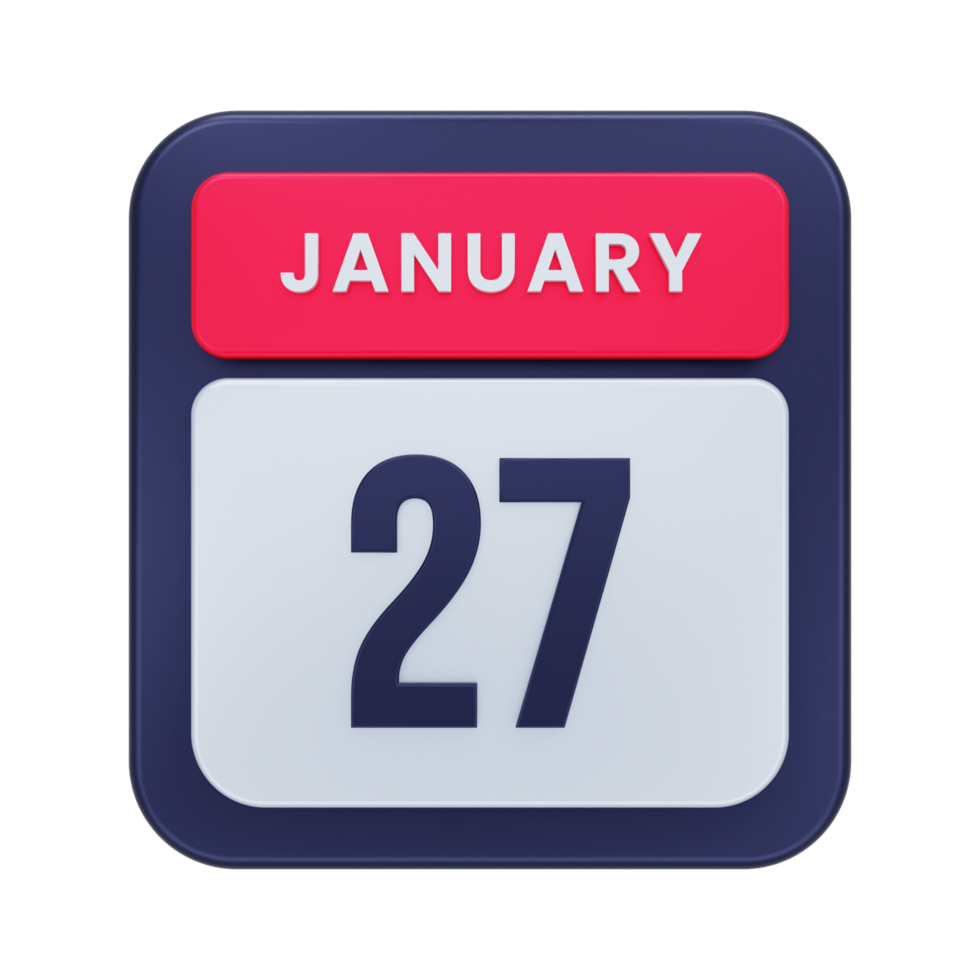 januari realistisk kalender ikon 3d illustration datum januari 27 png