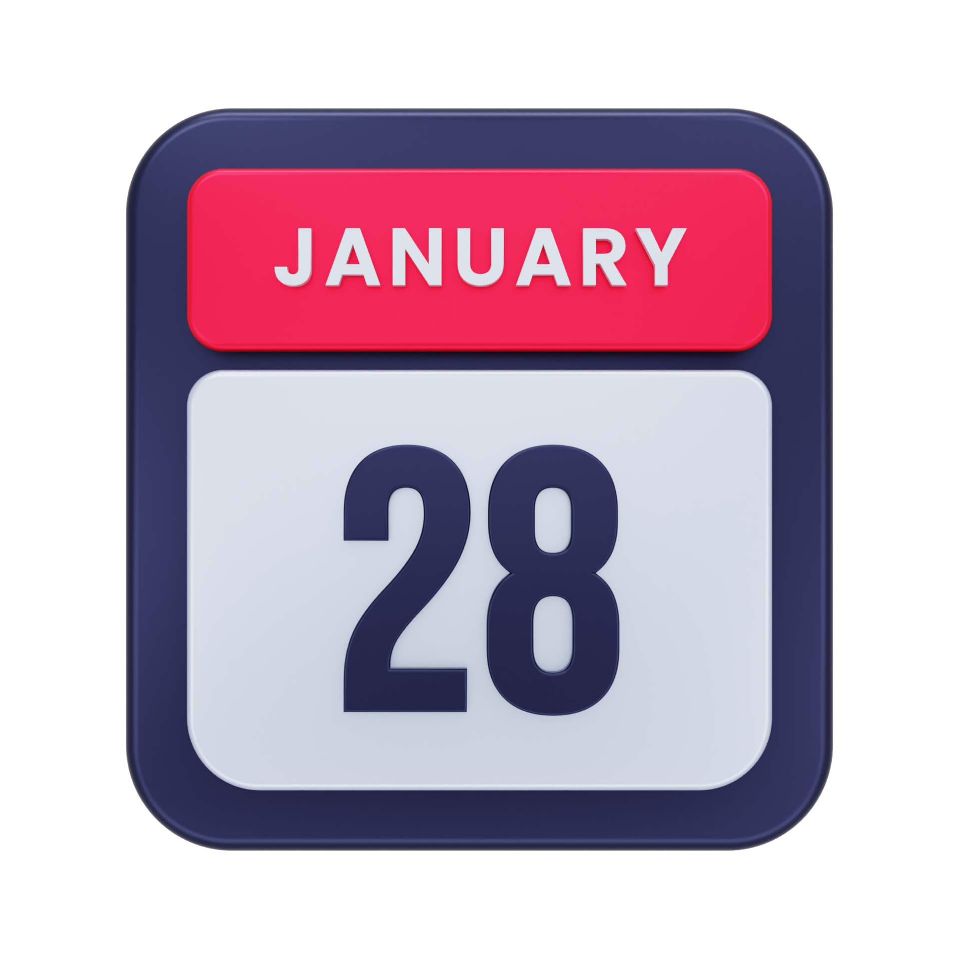 January Realistic Calendar Icon 3D Illustration Date January 28