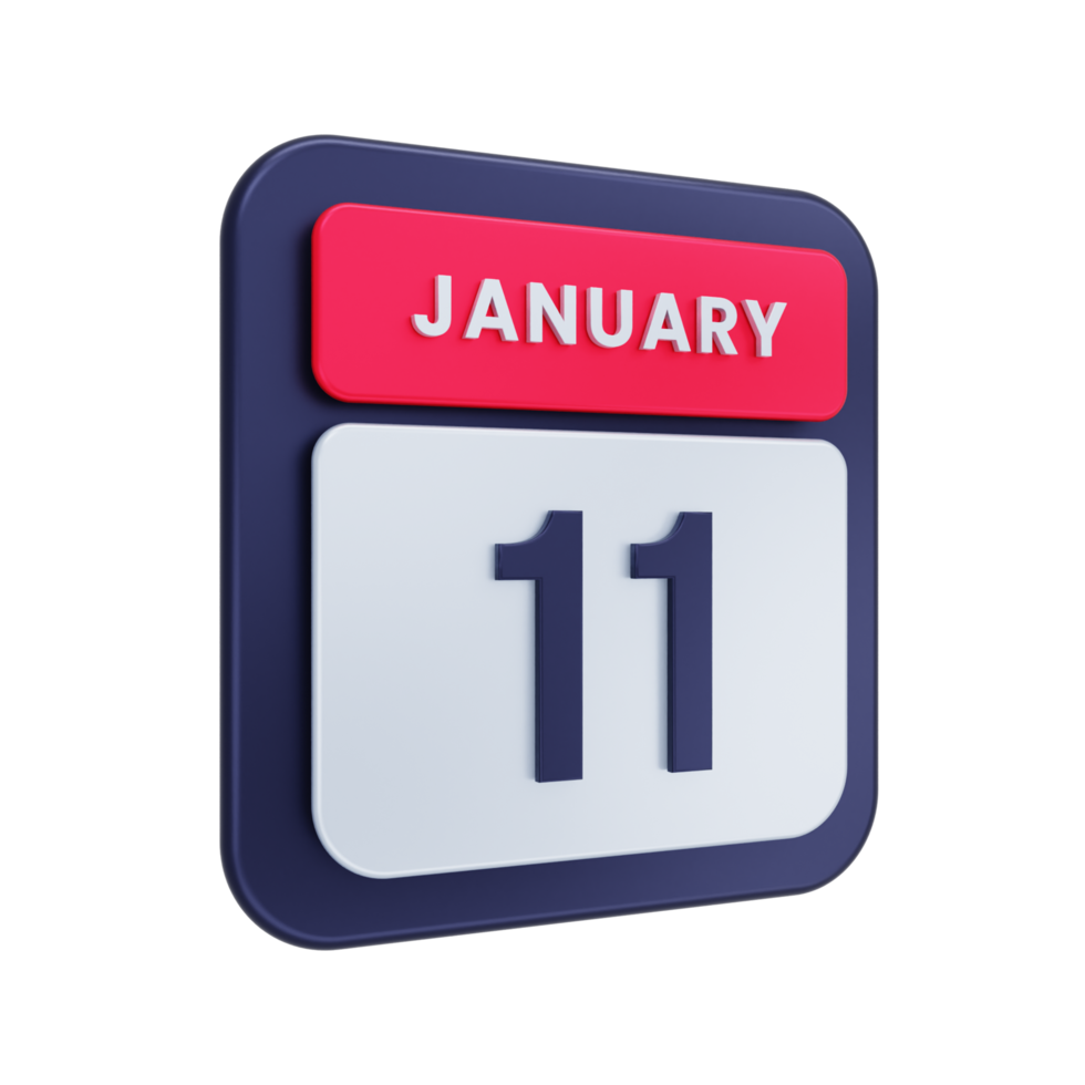 January Realistic Calendar Icon 3D Illustration Date January 11 png