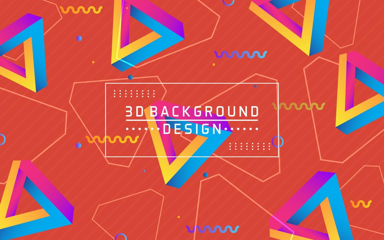 Abstract modern 3d triangle geometric with colorful background vector