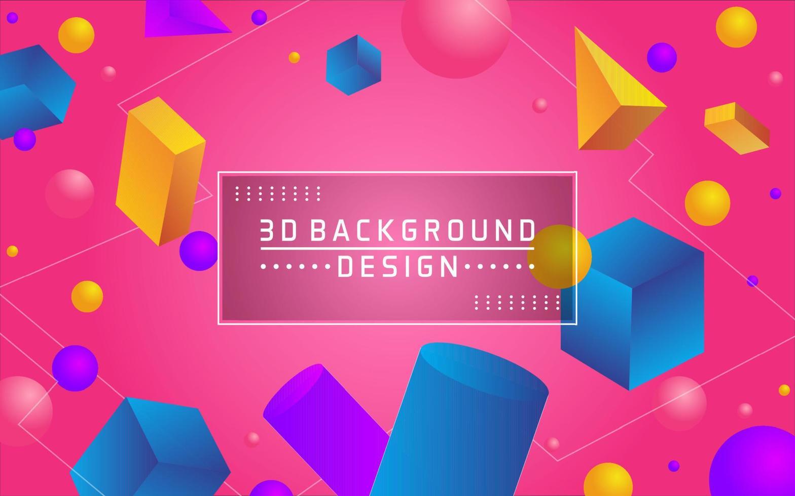 Abstract 3d background with gradient geometric elements vector