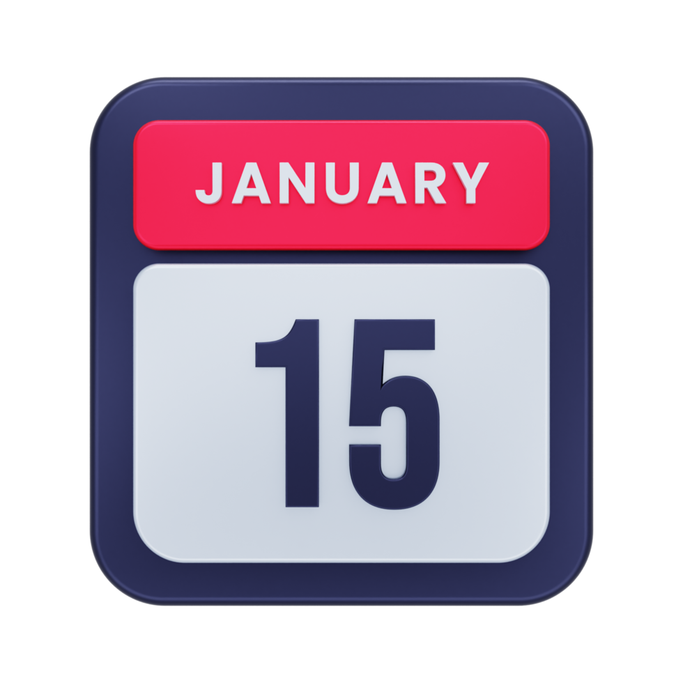 Free January Realistic Calendar Icon 3D Illustration Date January 15 17257308 PNG with