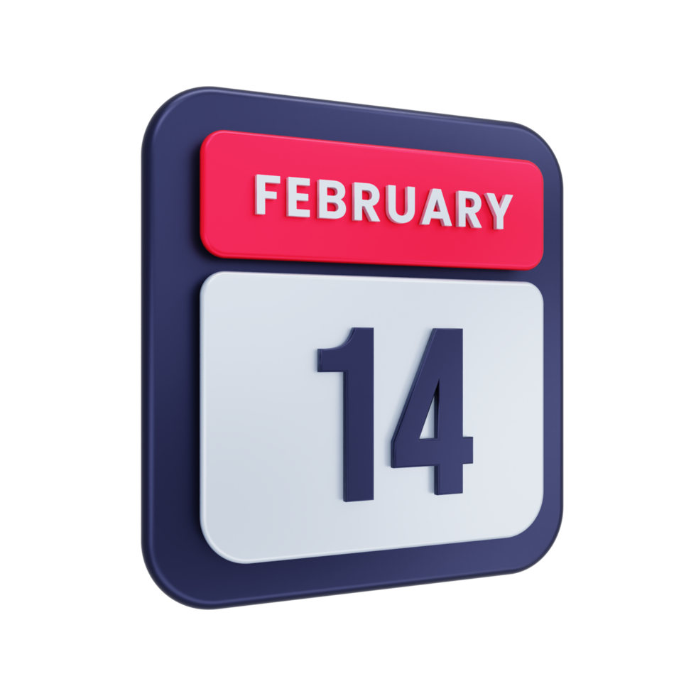 February Realistic Calendar Icon 3D Illustration Date February 14 png