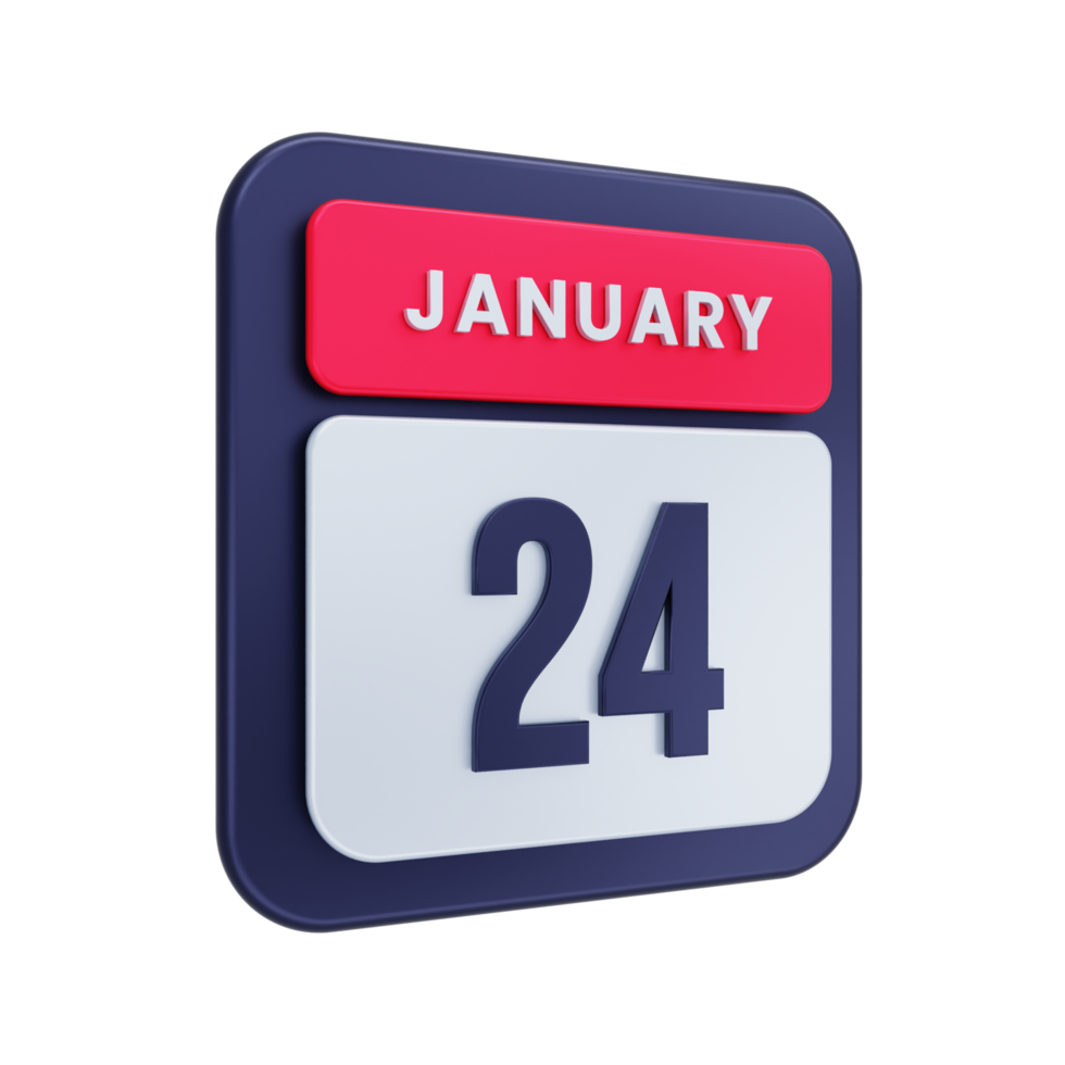 January Realistic Calendar Icon 3D Illustration Date January 24 png