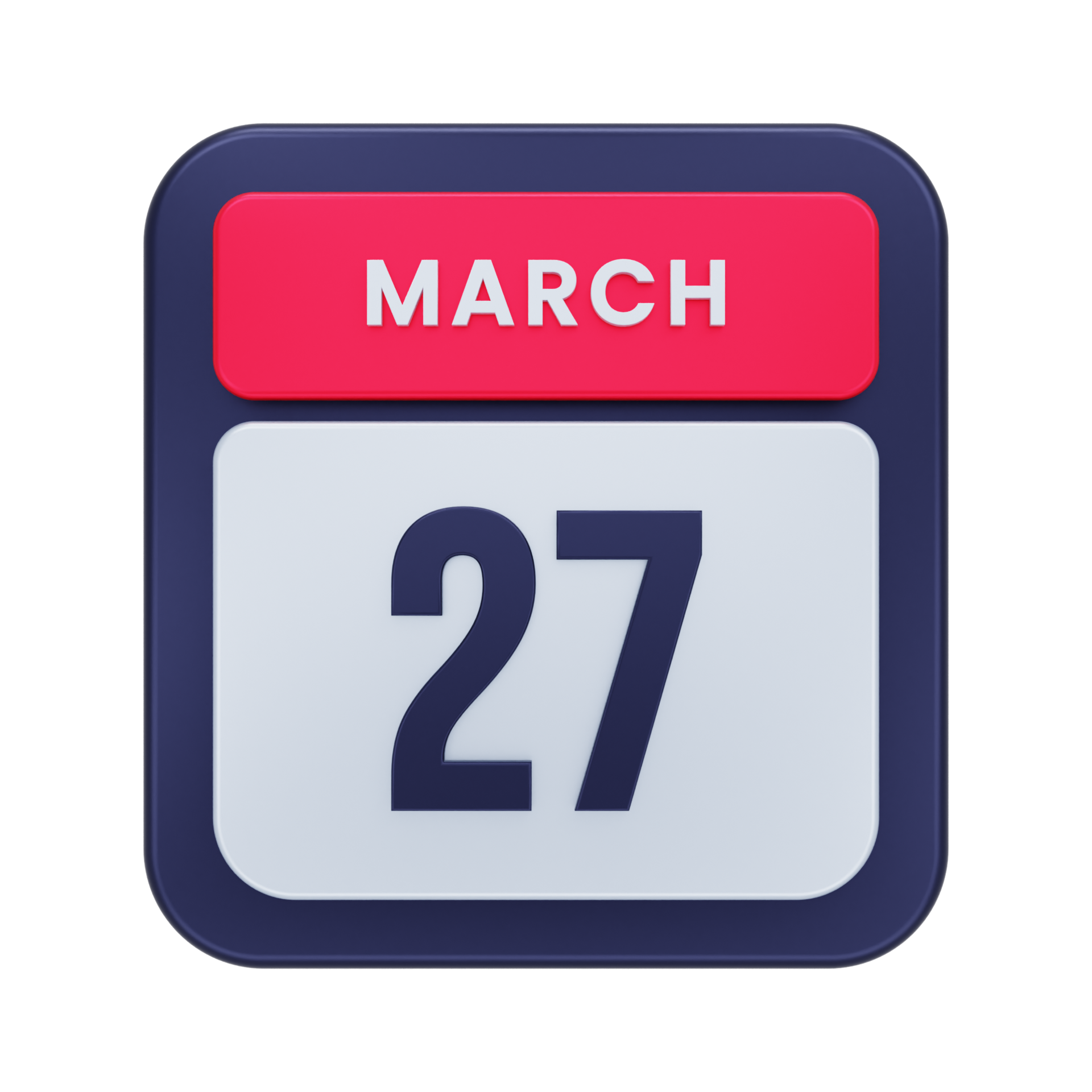 March Realistic Calendar Icon 3D Illustration Date March 27 17257431 PNG