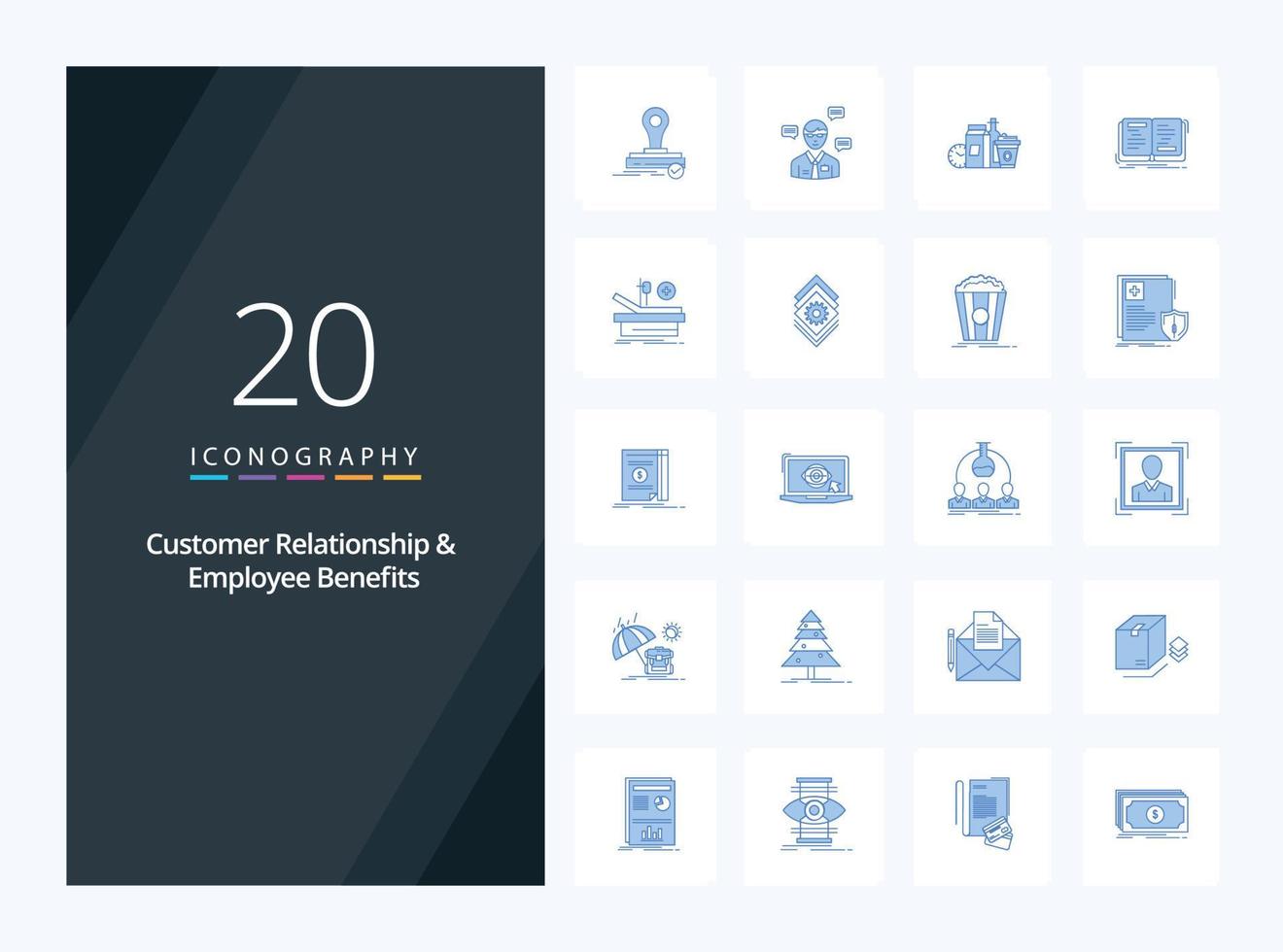 20 Customer Relationship And Employee Benefits Blue Color icon for presentation vector