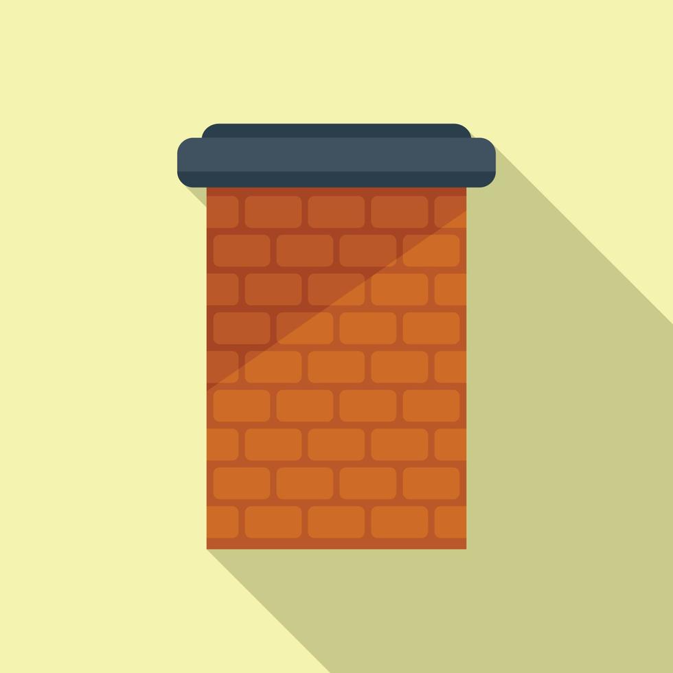 Brick chimney icon flat vector. House roof vector