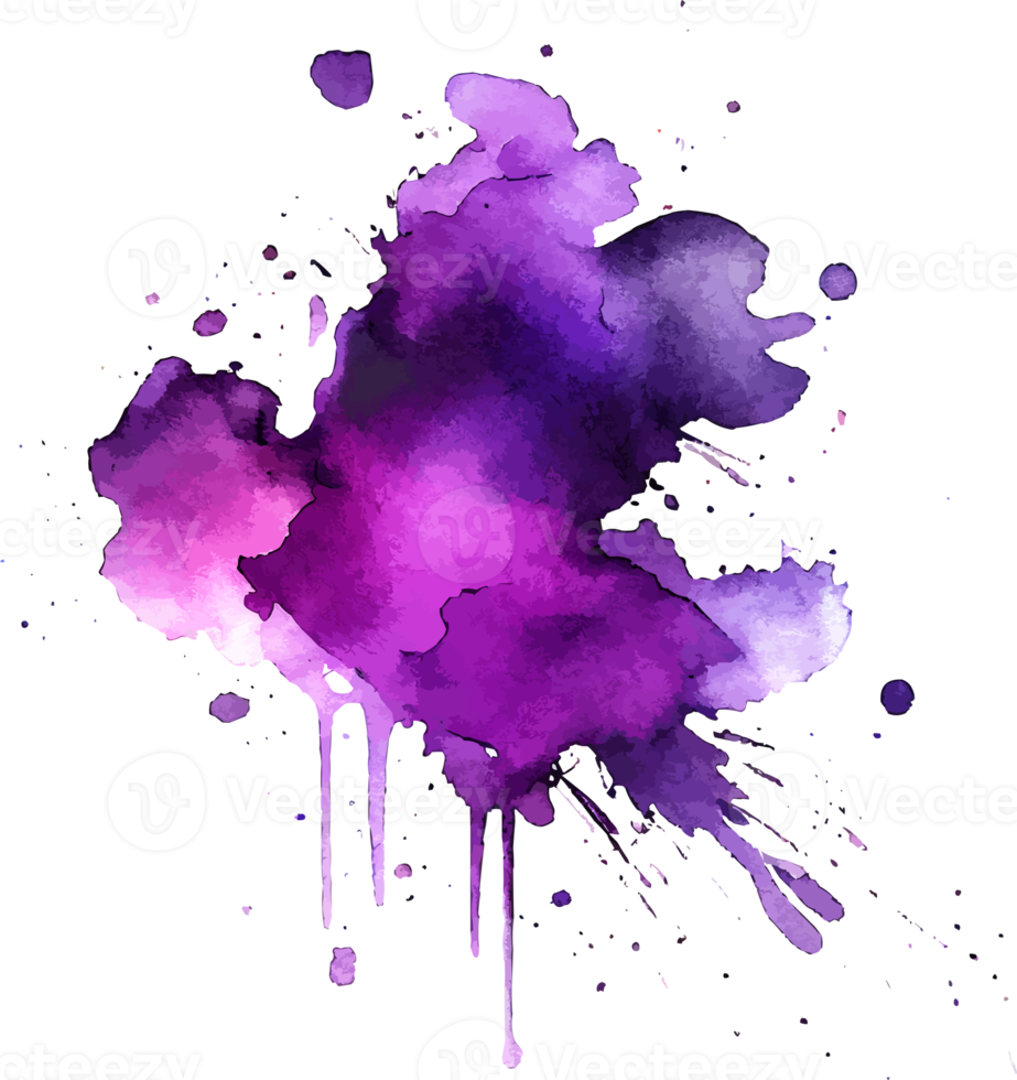 Violet Watercolor Paint Splash Isolated png