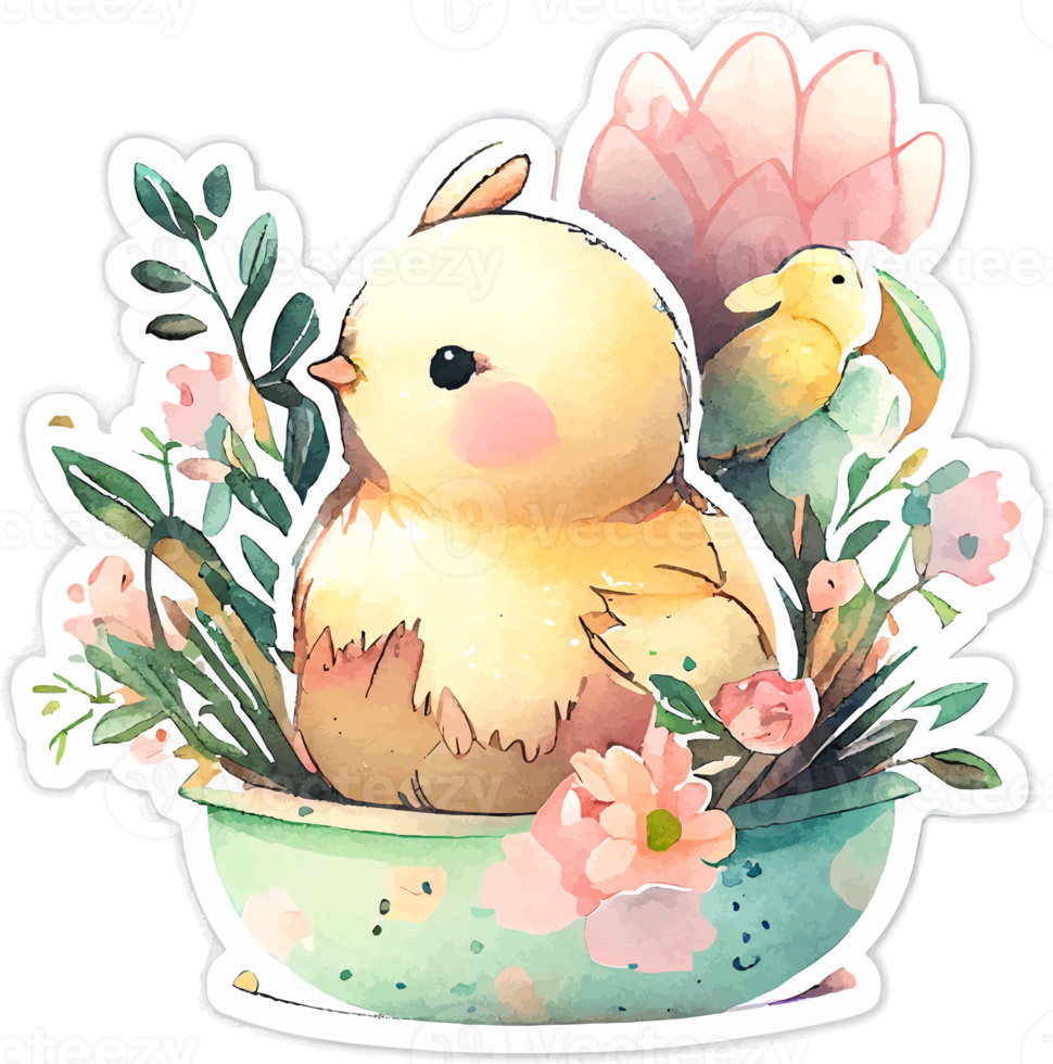 Cute Watercolor Easter Sticker png