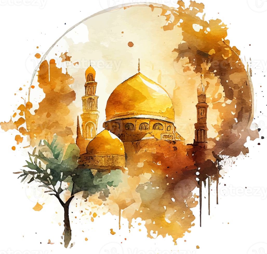 Aquarell schön gemalte islamische Moschee png