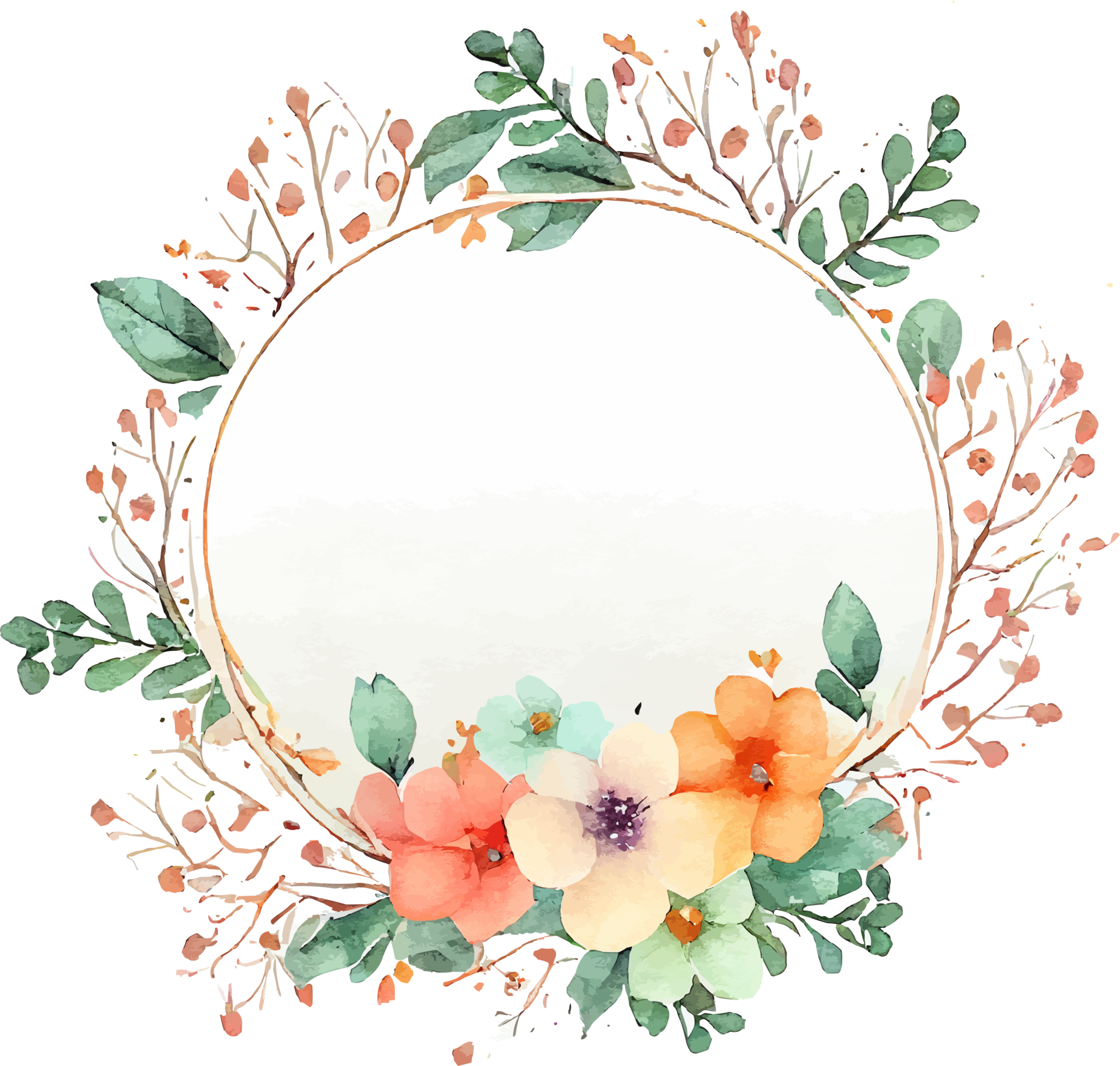 Cute watercolor frame with spring flowers 17257683 PNG