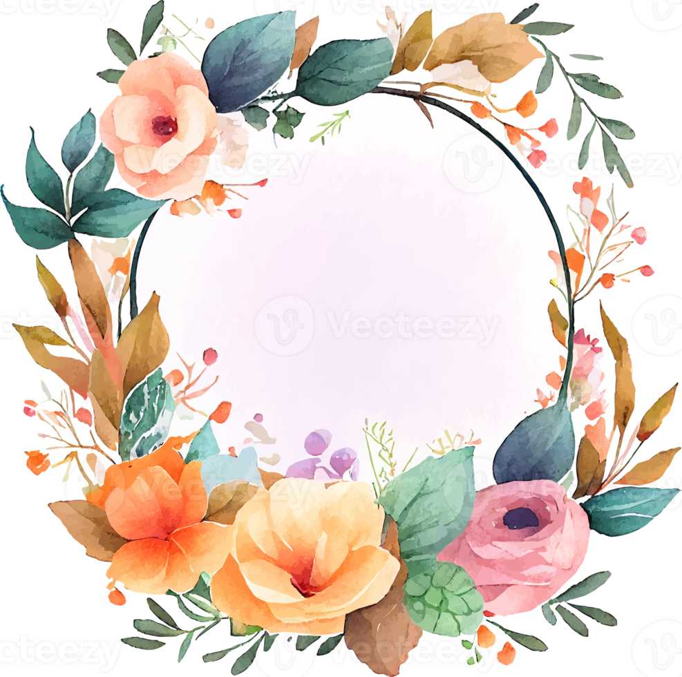 Cute watercolor frame with spring flowers 17257689 PNG