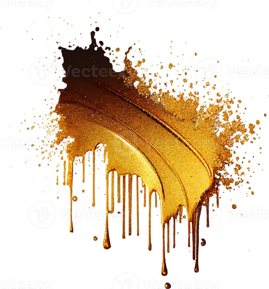 Golden Glitter Paint Splash Isolated png