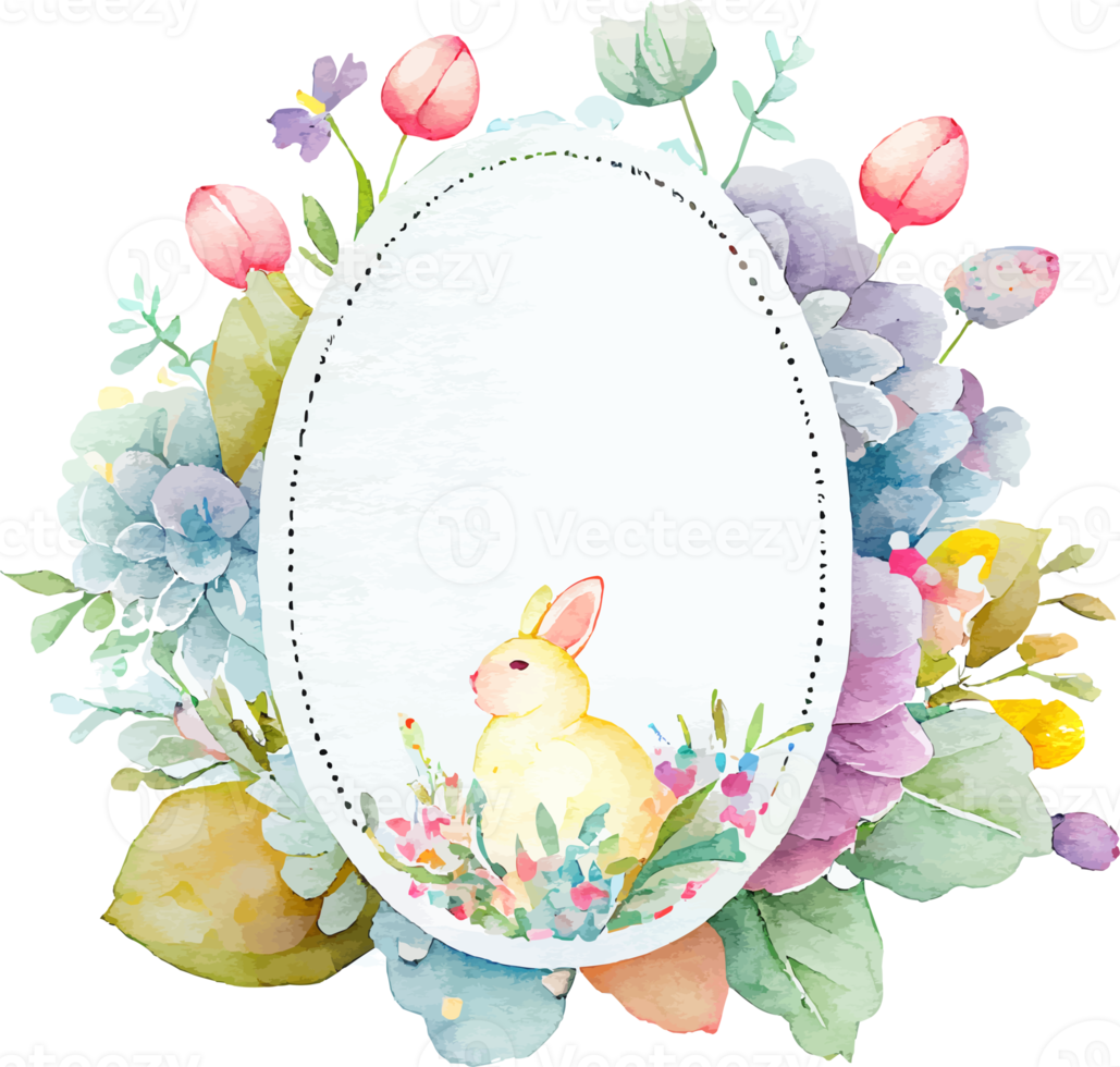 Cute Watercolor Colorful Easter Frame png