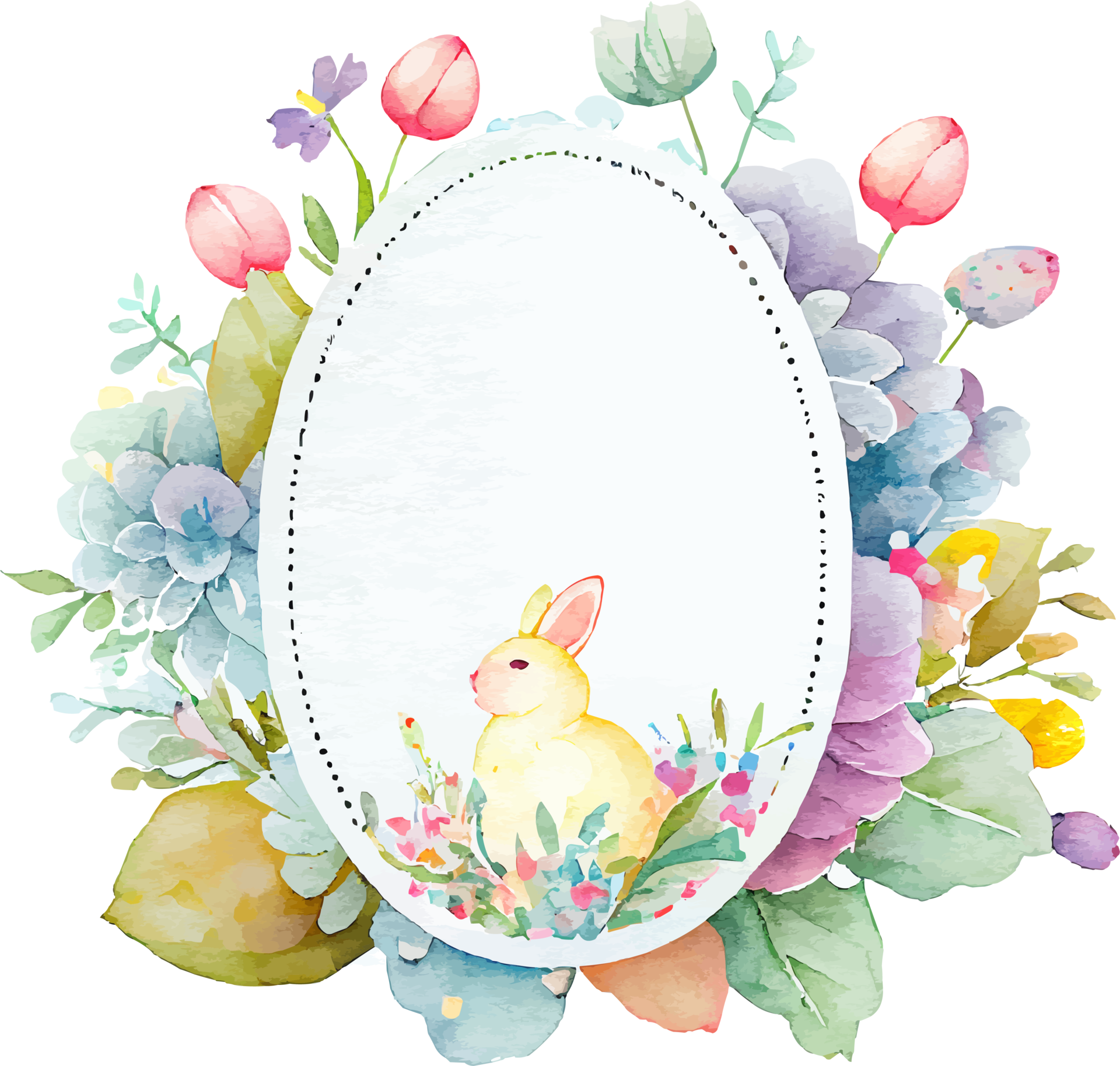 Cute Watercolor Colorful Easter Frame 17257695 PNG