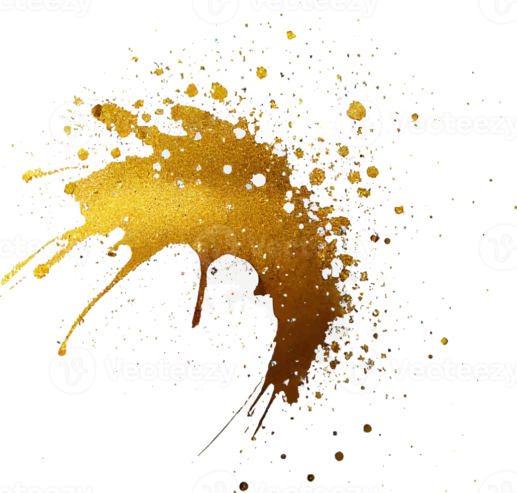 Golden Glitter Paint Splash Isolated png