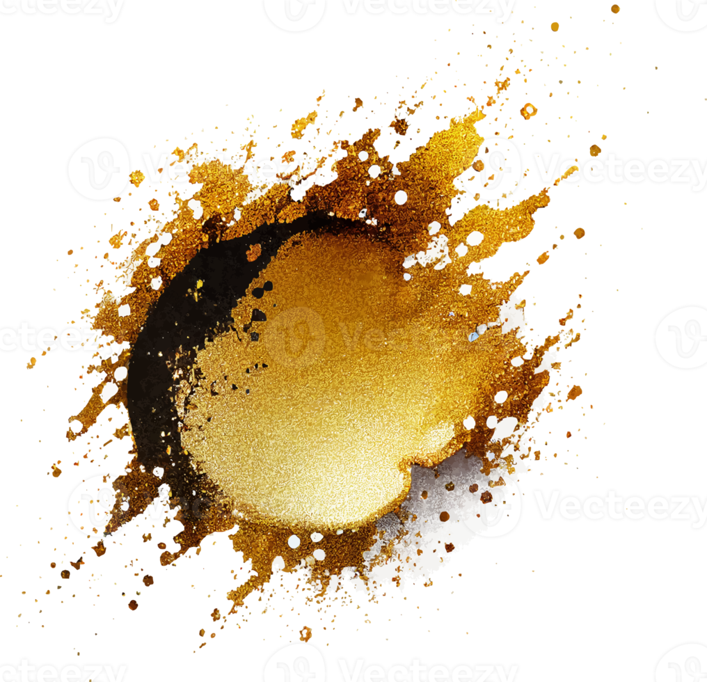 Golden Glitter Paint Splash Isolated png