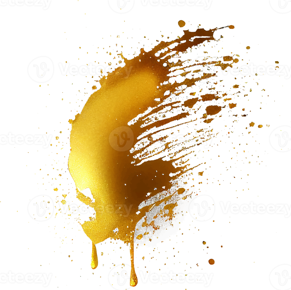 Golden Glitter Paint Splash Isolated png