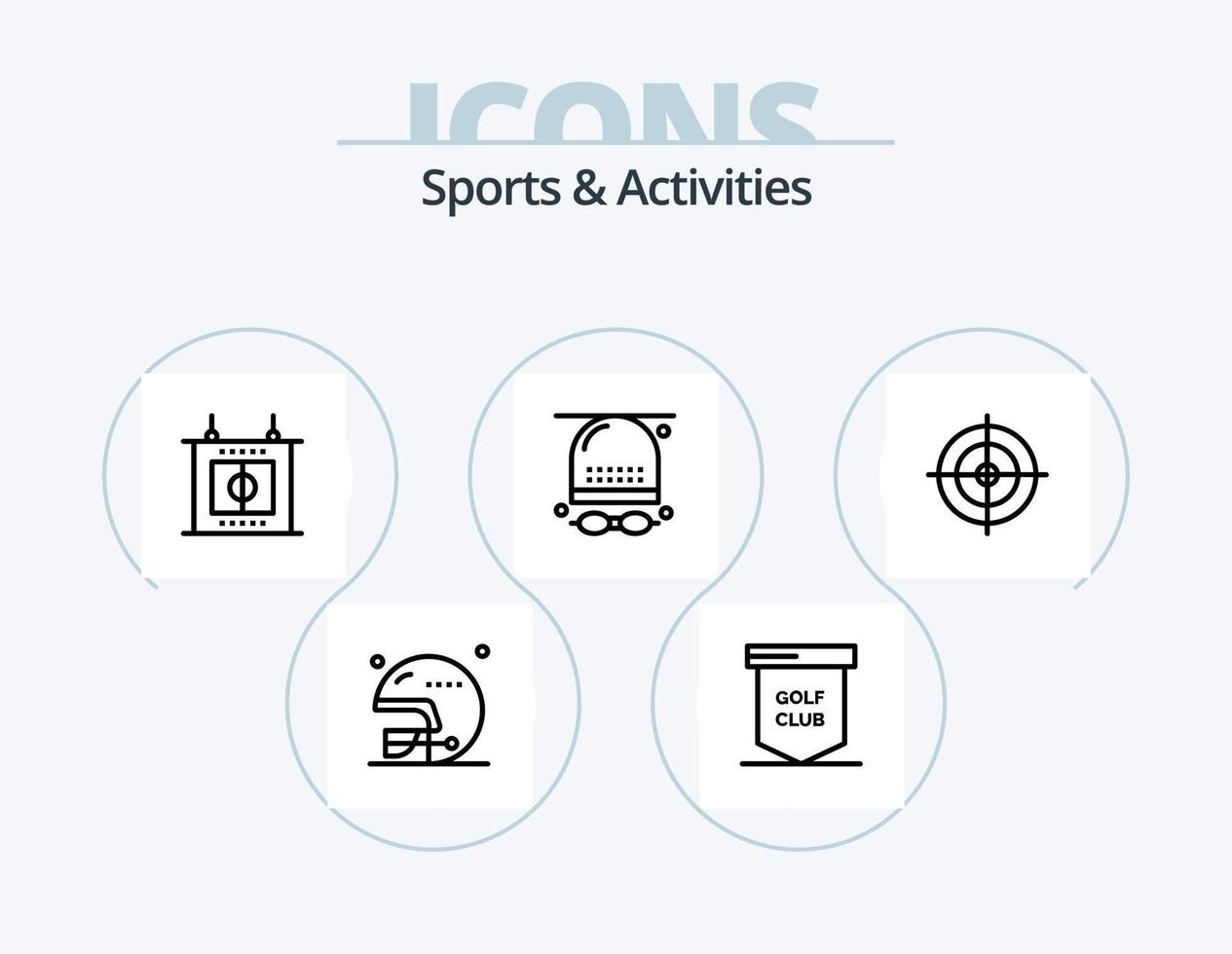 paquete de iconos de línea de deportes y actividades 5 diseño de iconos. . snooker. tablero de tiro piscina. Deportes vector