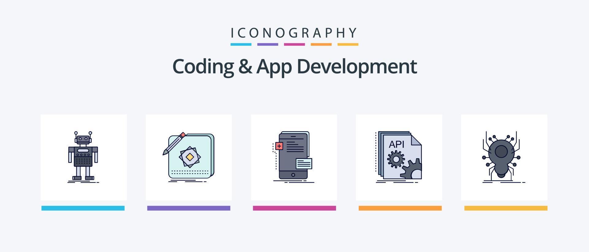 Coding And App Development Line Filled 5 Icon Pack Including product ...
