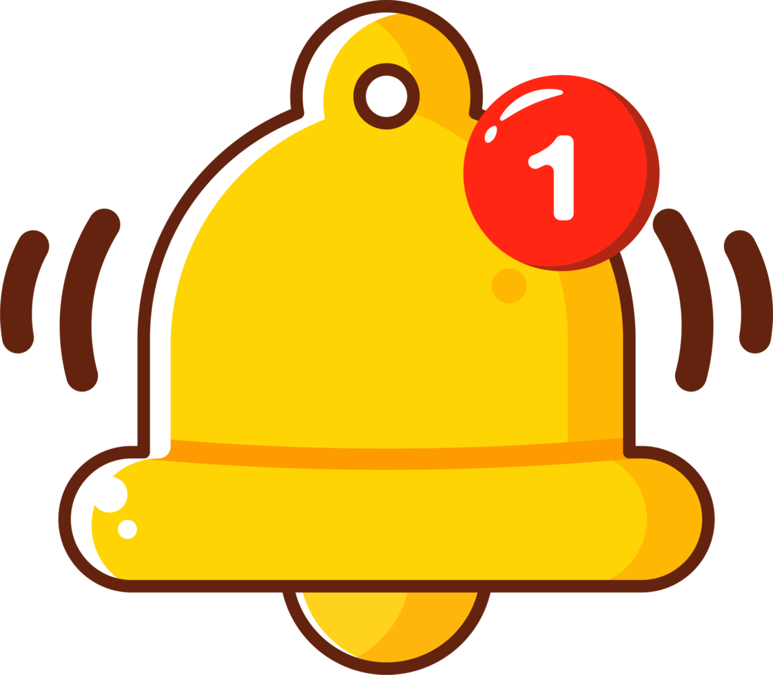 notification golden bell cartoon png