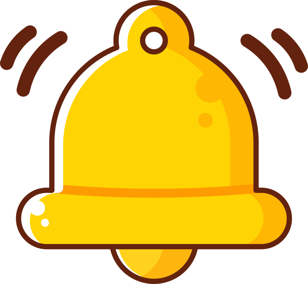 notification golden bell cartoon png