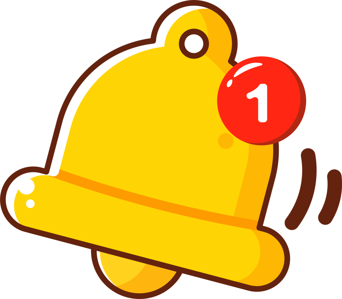 notification golden bell cartoon png