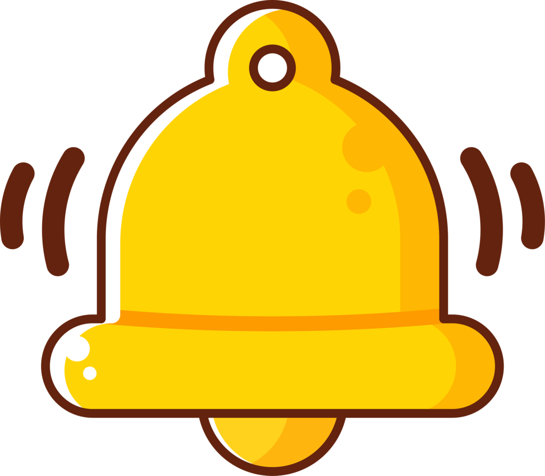 notification golden bell cartoon png