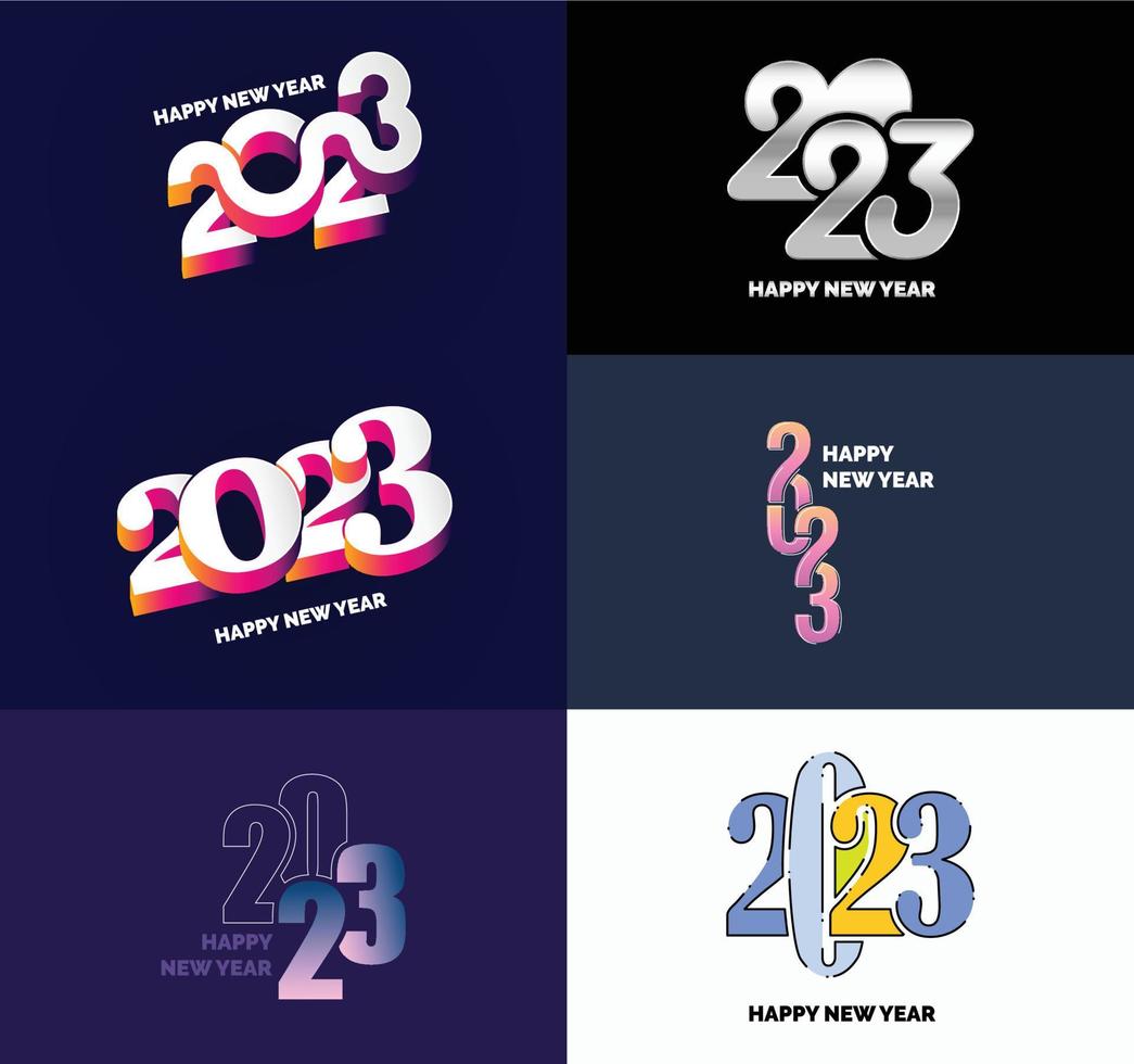 Big Set of 2023 Happy New Year logo text design 2023 number design template vector