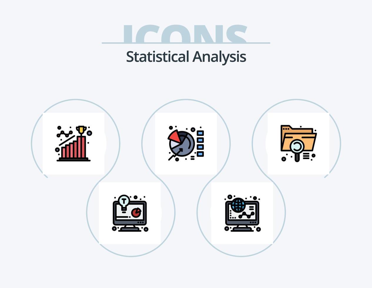 Statistical Analysis Line Filled Icon Pack 5 Icon Design. business solution. business idea. marketing. business development. reach vector