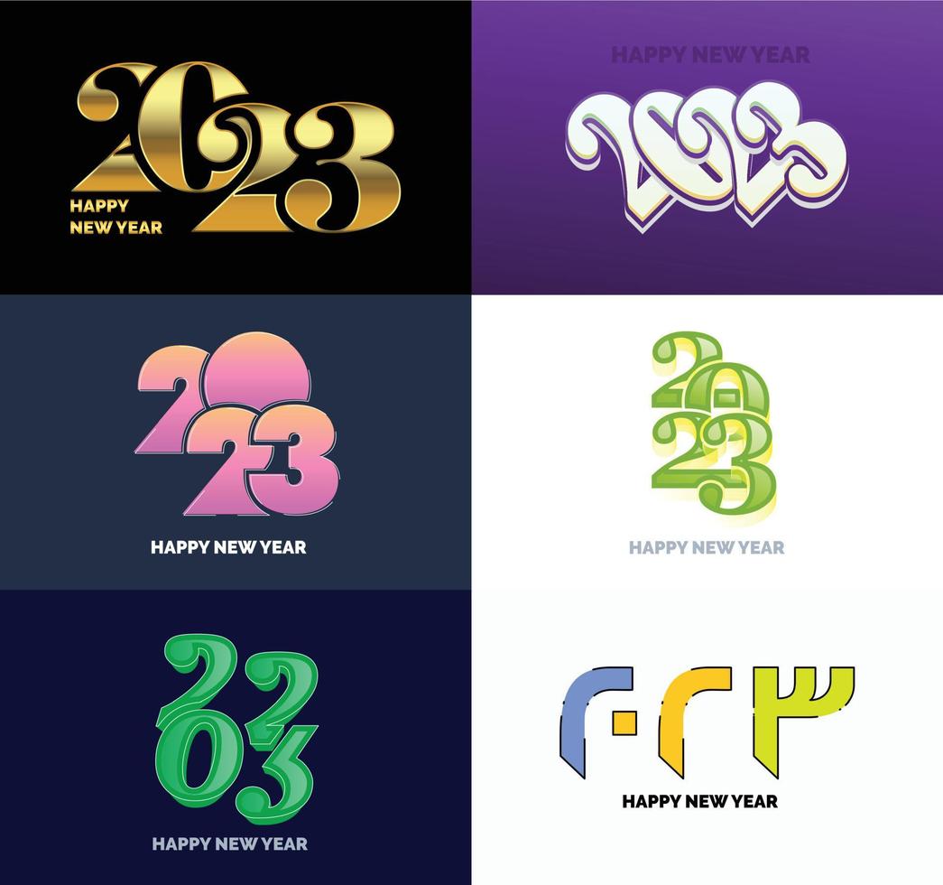 Big Set of 2023 Happy New Year logo text design 2023 number design template vector